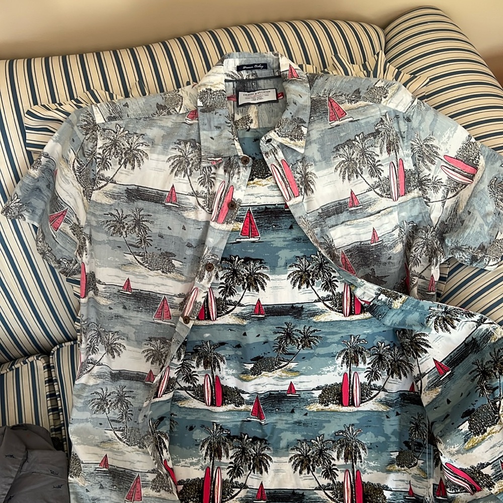 Men’s Size M Denim & Flower Casual Dress Shirt